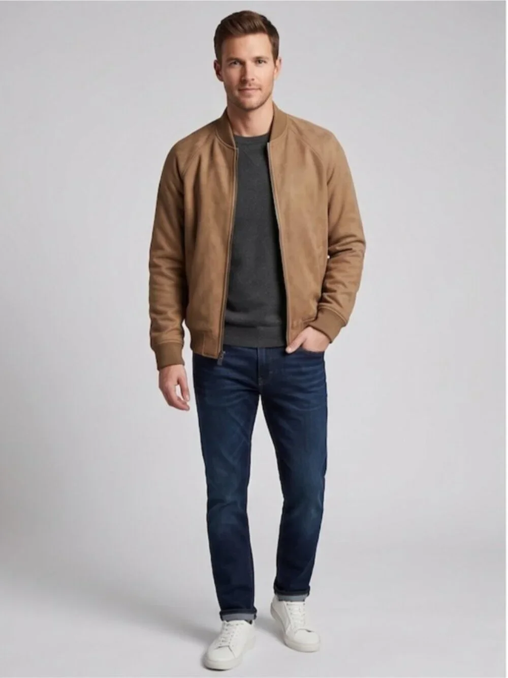 Mens Banana Republic Faux Sude Zip Up Jacket XS